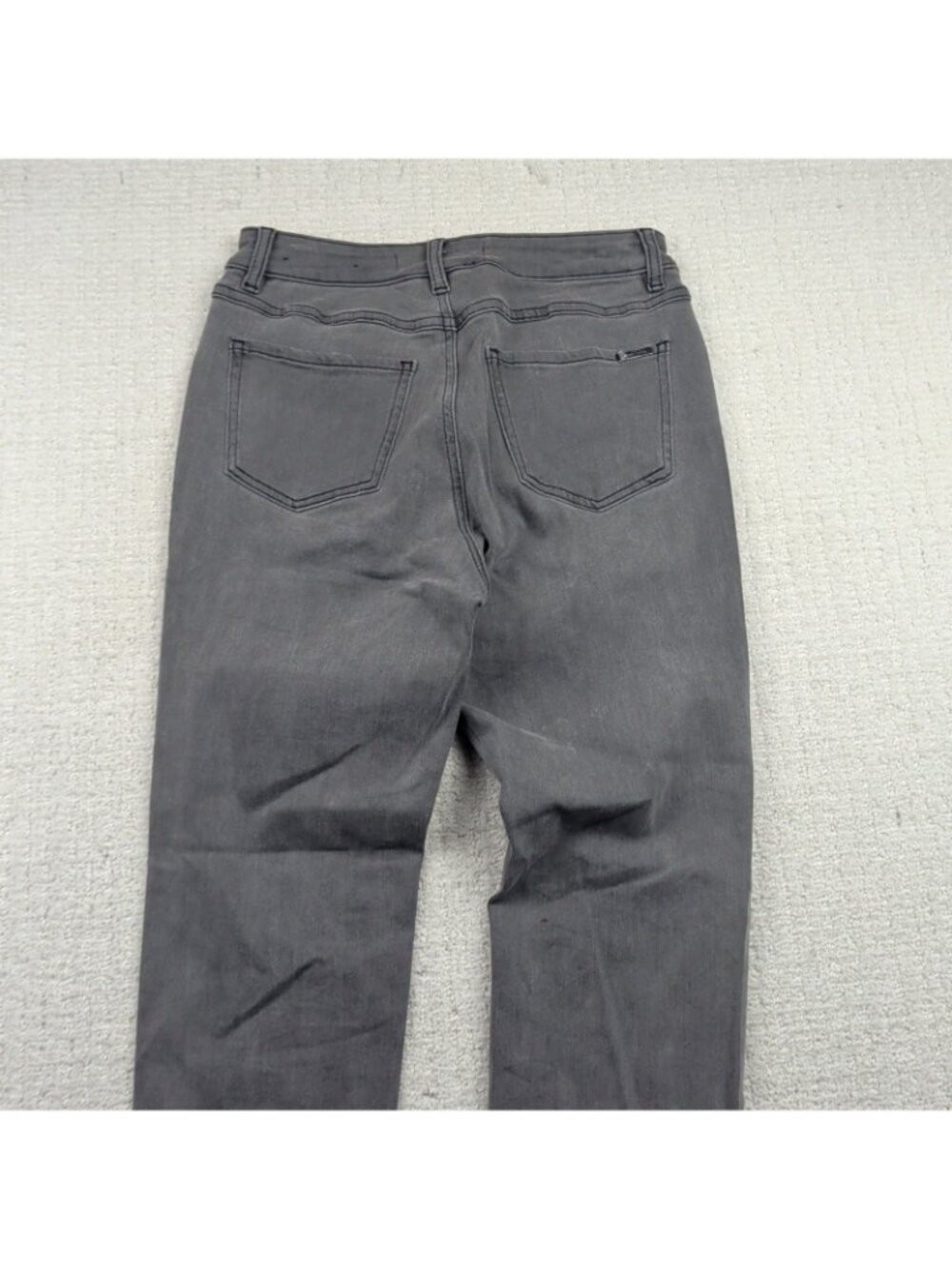 Joseph Ribkoff Dark Gray Distressed Patchwork Rhinestone Jeans Grunge Alt Read - Picture 8 of 9